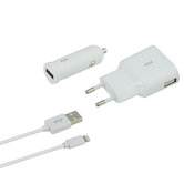 Ksix-Charge-pack-Oplader-autolader-en-lightning-USB-Kabel-Wit
